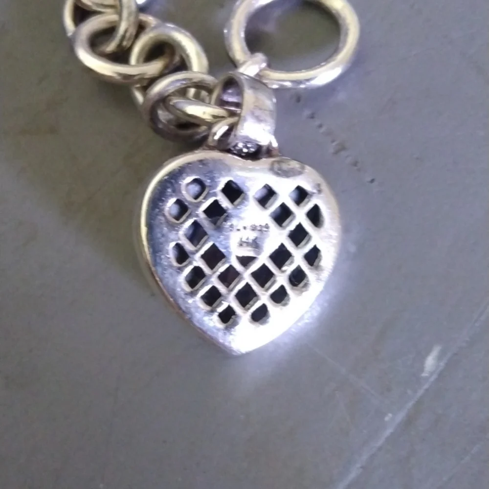 Sadye L Vassir 14 k & Sterling Designer  Diamond & Pink Sapphire Heart Bracelet - Picture 4 of 5